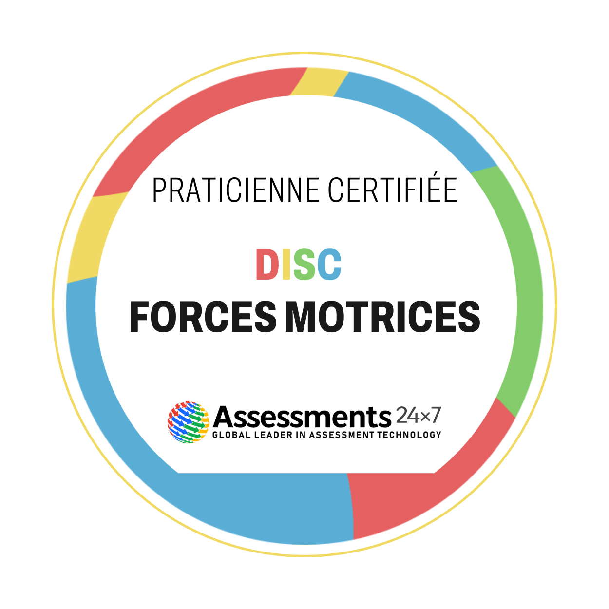 Badge de praticienne certifiée DISC et Forces Motrices, Assessments24x7